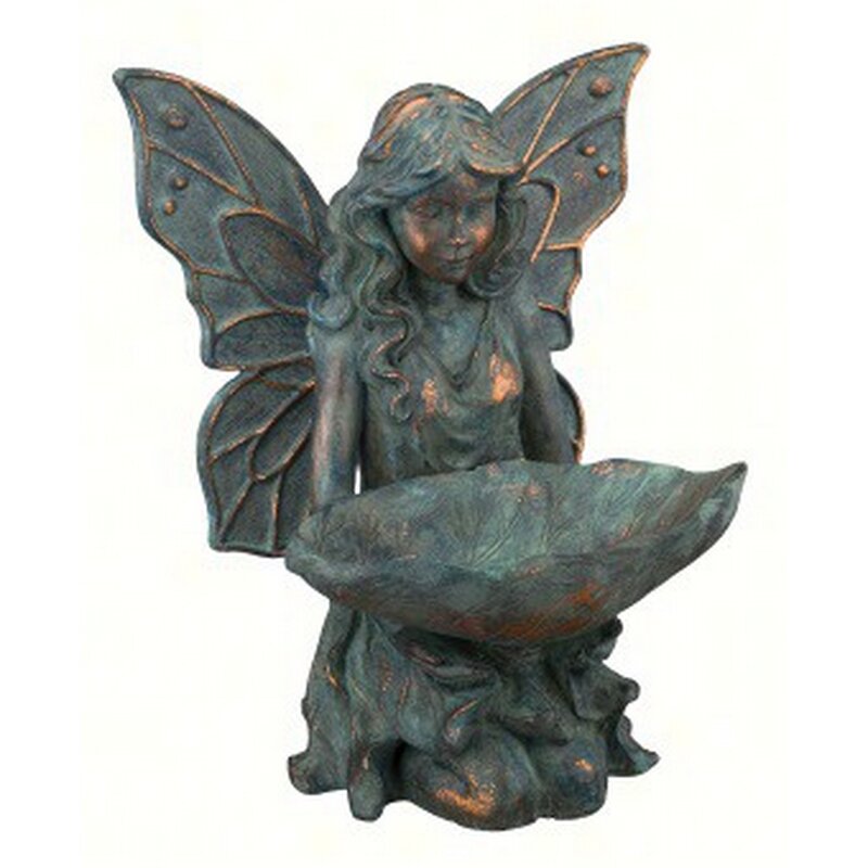 fairy bird feeder statue